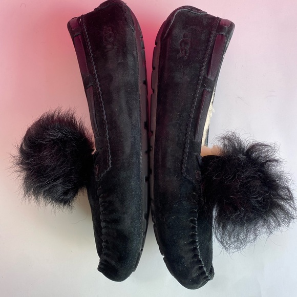 uggs dakota pom-poms black womens size 8 loafers - Picture 4 of 15